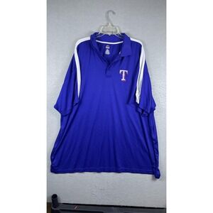 Texas Rangers Shirt Mens 6X Blue MLB Baseball Majestic Polo Short Sleeve